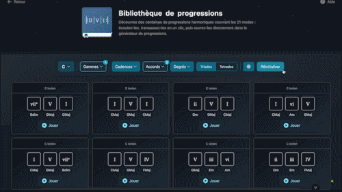 Bibliothèque de progressions  - Demo