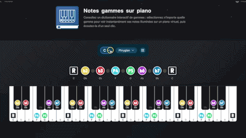 Notes gammes sur piano - Demo