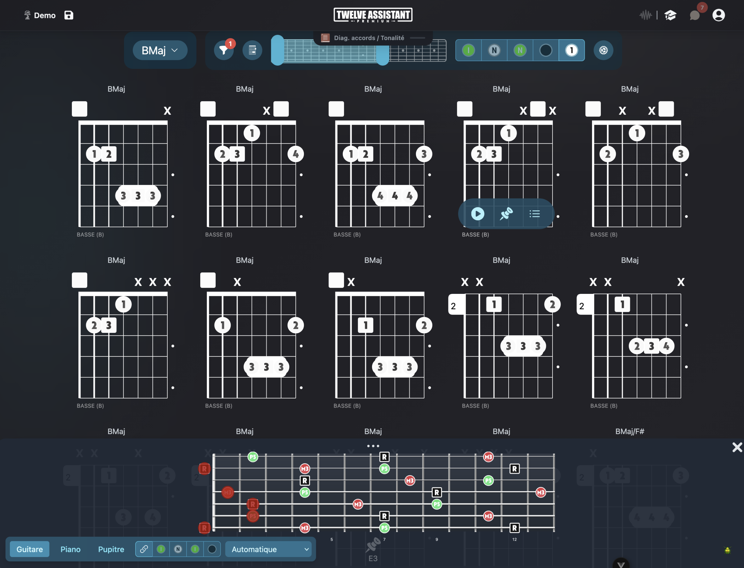 Bibliothèque d’accords pour guitare 7 cordes