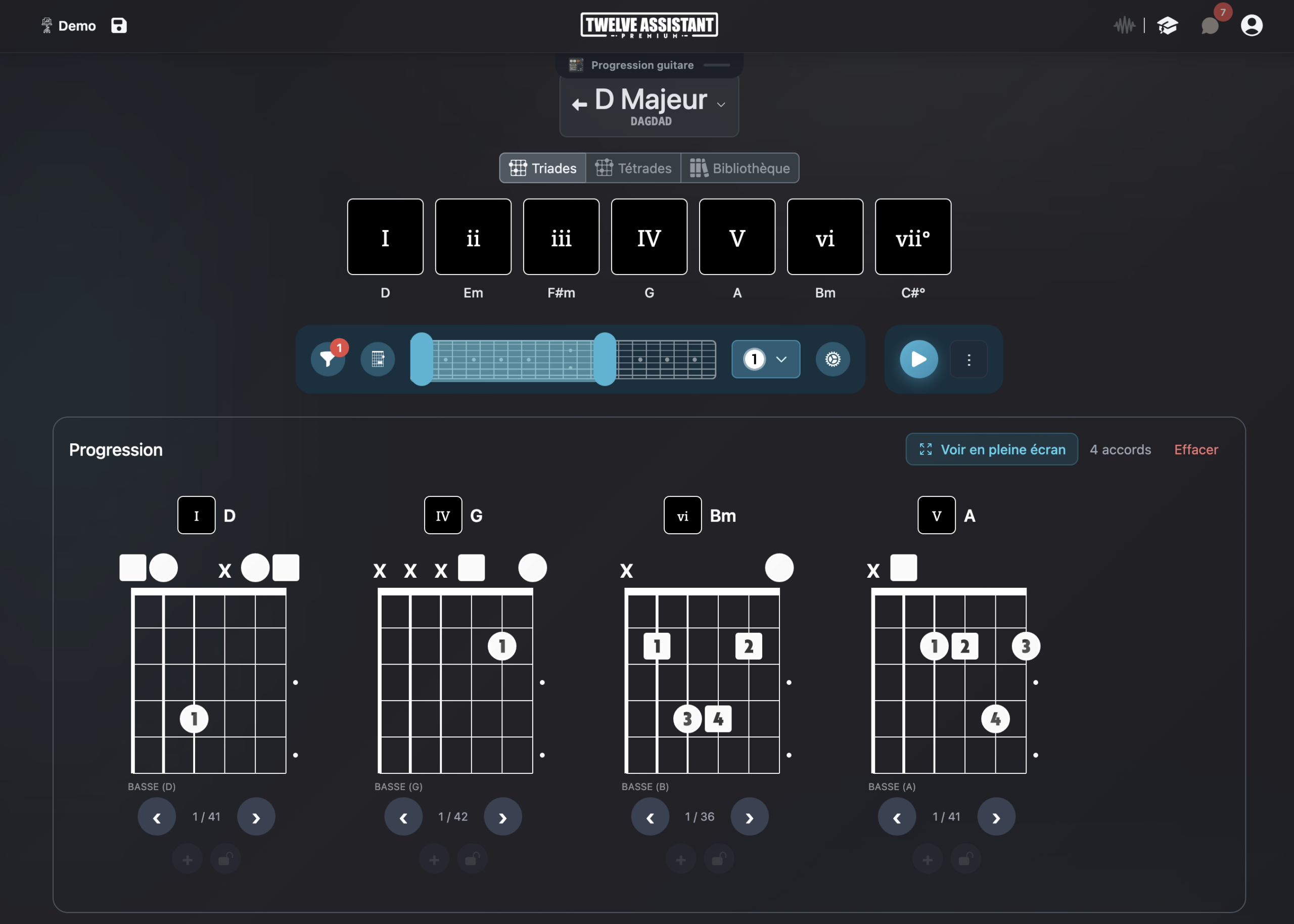 Générateur de progression d’accords pour guitare DADGAD