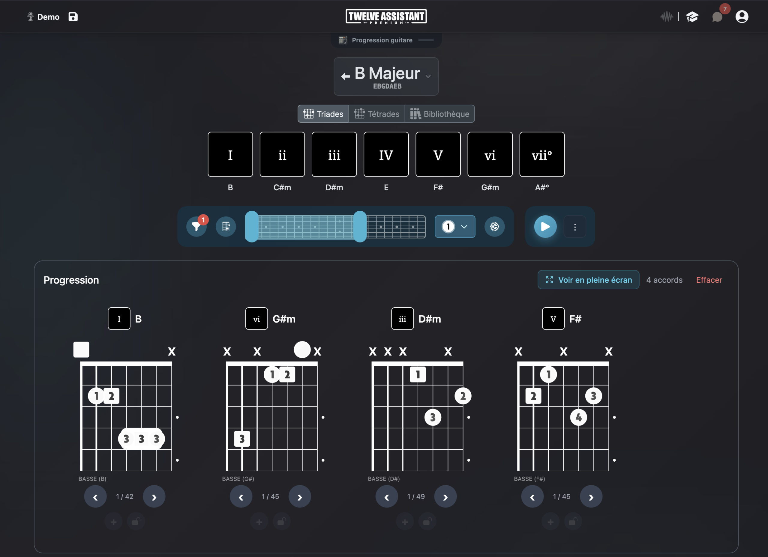 Générateur de suites d’accords pour guitare 7 cordes